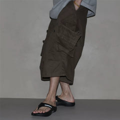 GcBrand Lab SS25 Japanese retro loose workwear shorts, summer casual large pocket captcha pants for men