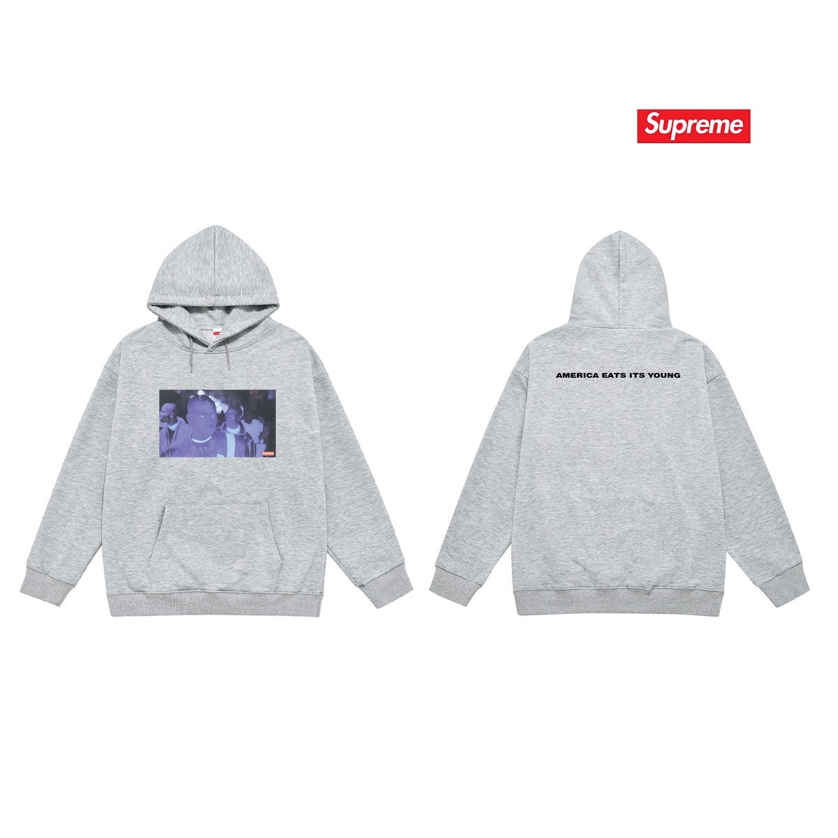 Supreme “America Eats Its Young” Hoodie – Grey