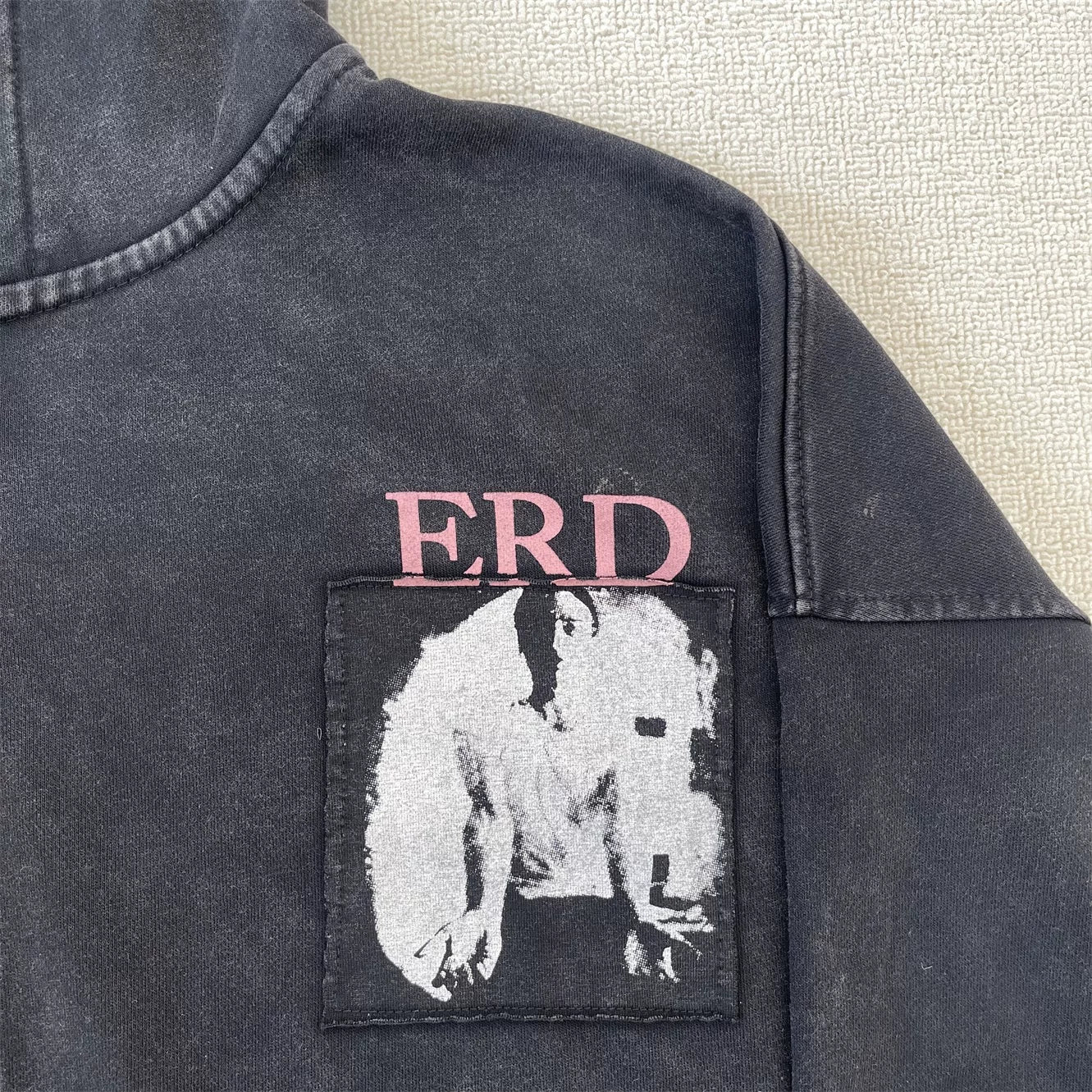 ERD Vintage Washed Oversized Graphic Zip Hoodie