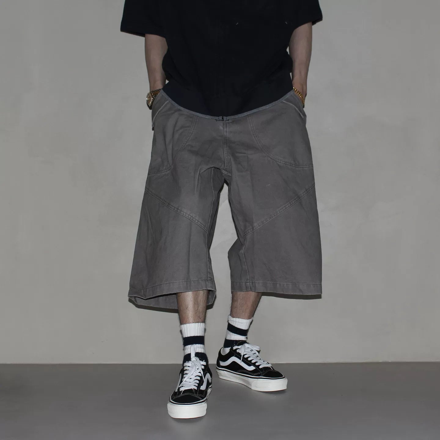 GcBrand SS26 retro themed elements washed and worn design loose straight leg pants workwear cropped pants