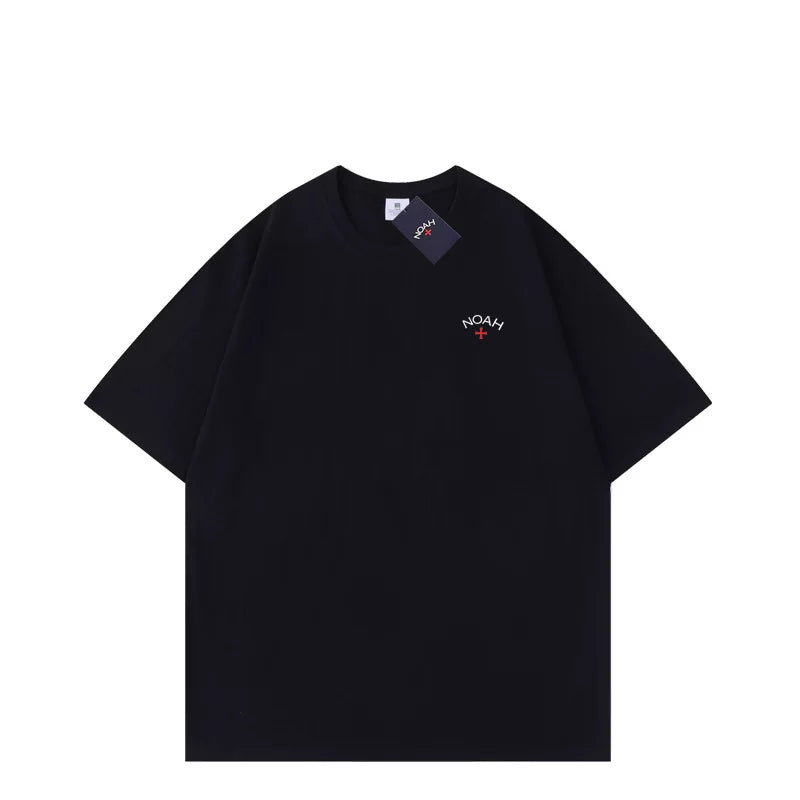 NOAH BWCJ small logo cross simple casual summer trendy brand couple heavyweight pure cotton short sleeved T-shirt for men and women