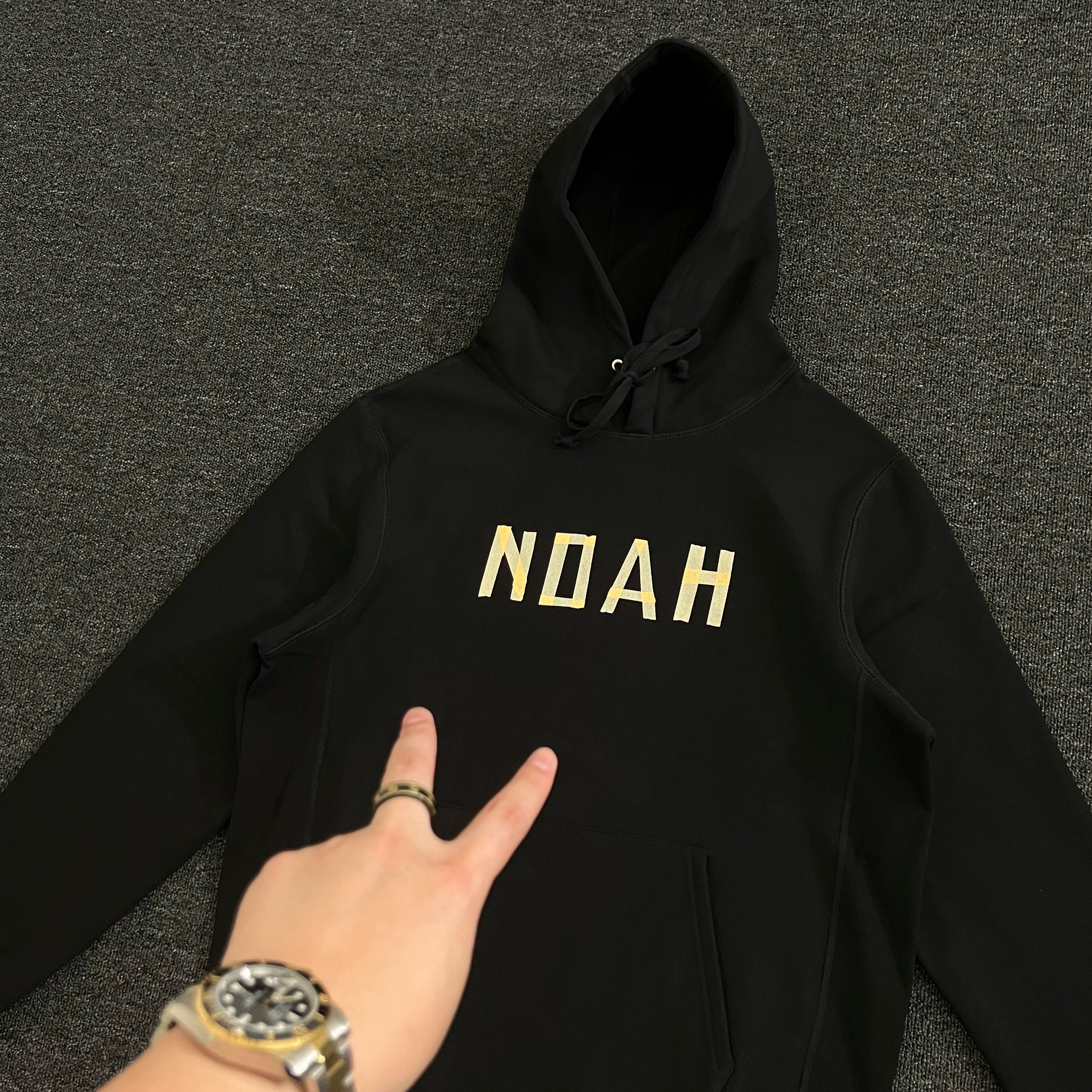 NOAH MARS niche trend brand origami splicing autumn and winter loose American casual couple trend hooded sweatshirt men