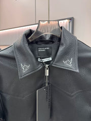 ERD Inspired Heavy Embroidery PU Leather Biker Jacket
