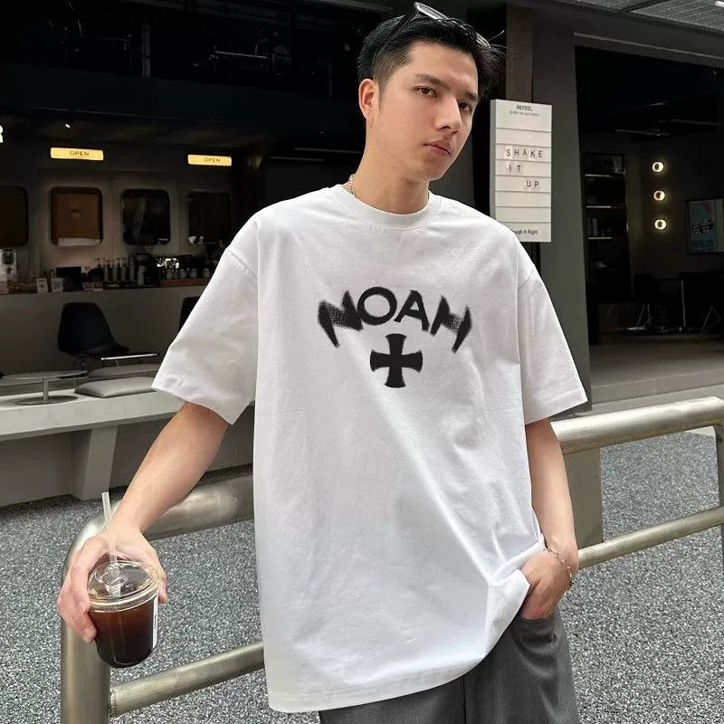 NOAH 2024 New Phantom Cross Trendy Brand American Summer Cotton Loose Men and Women Couple Short sleeved T-shirt