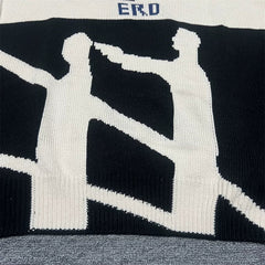 ERD Melancholy Distressed Oversized Silhouette Portrait Knit Sweater