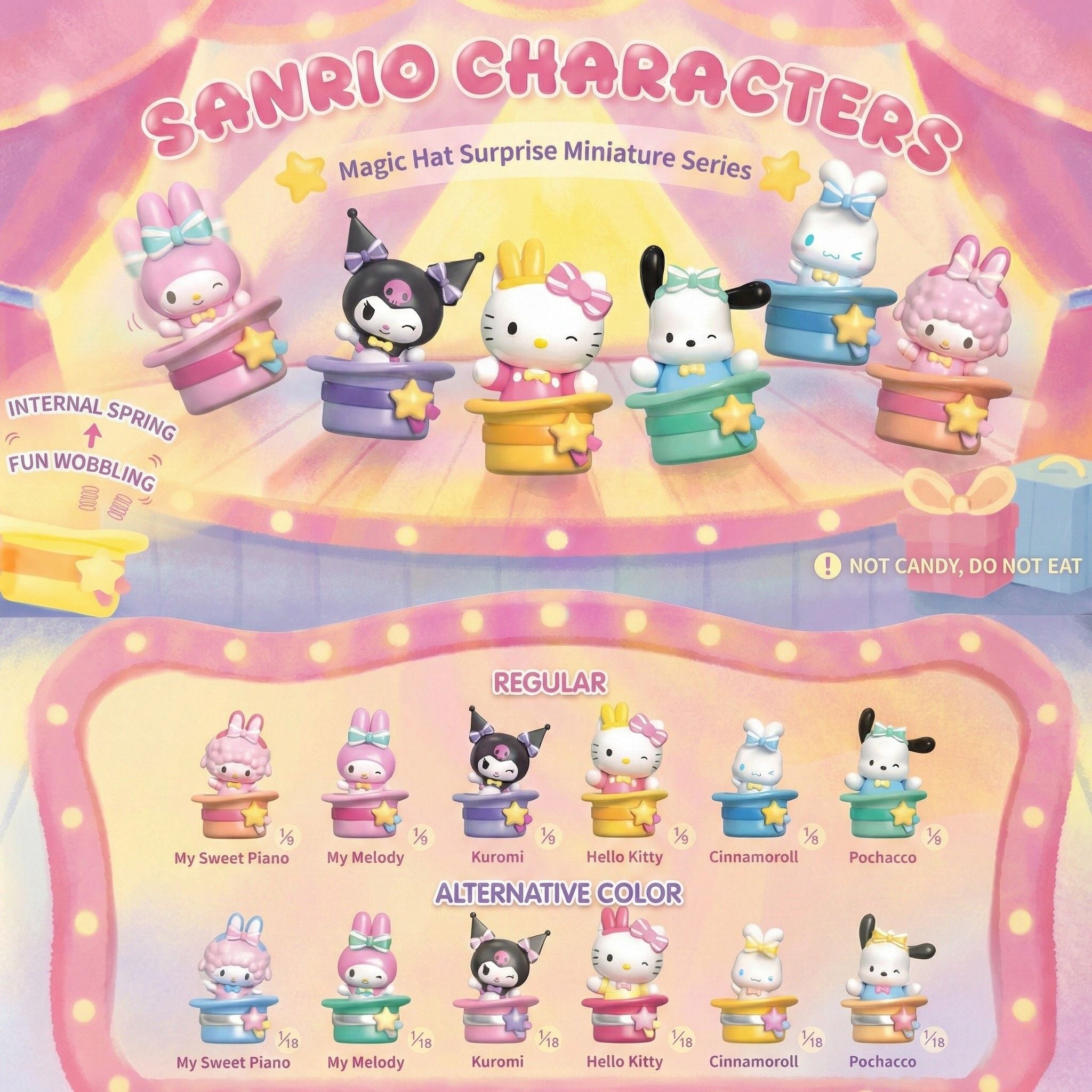 Sanrio Magic Hat Surprise Miniature Series Wobble Figures  Blind Bag