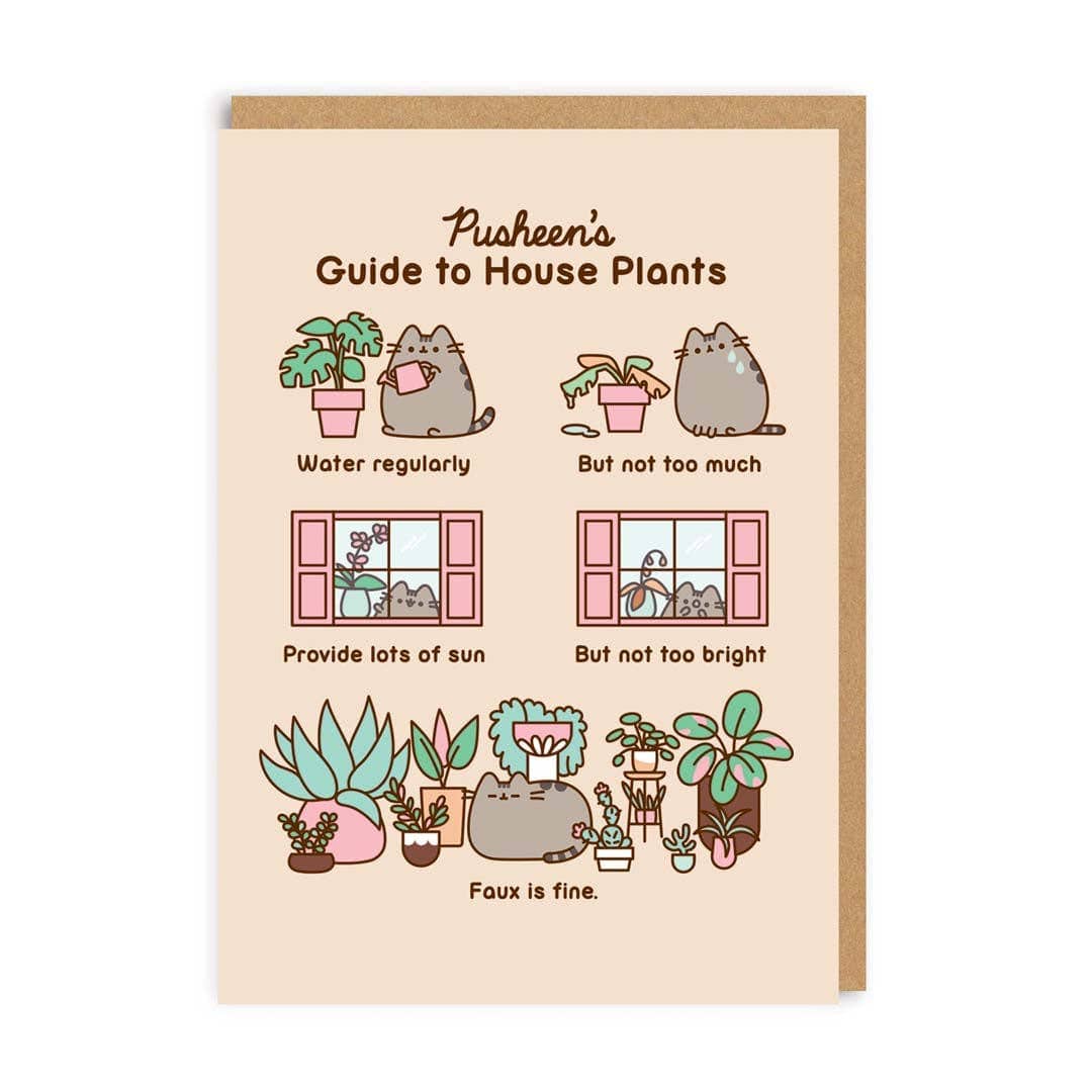 Pusheen's Guide To House Plants Greeting Card
