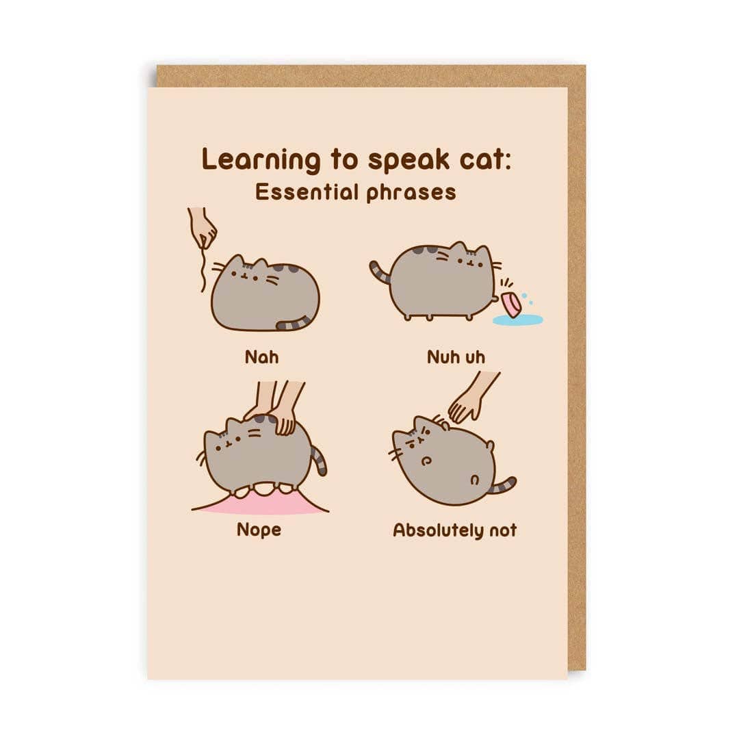 Pusheen Learning To Speak Cat: Essential Phrases Greeting Card