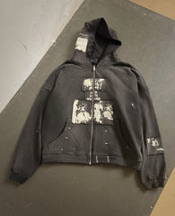 ERD Inspired 480g Graffiti Patchwork Zip Hoodie