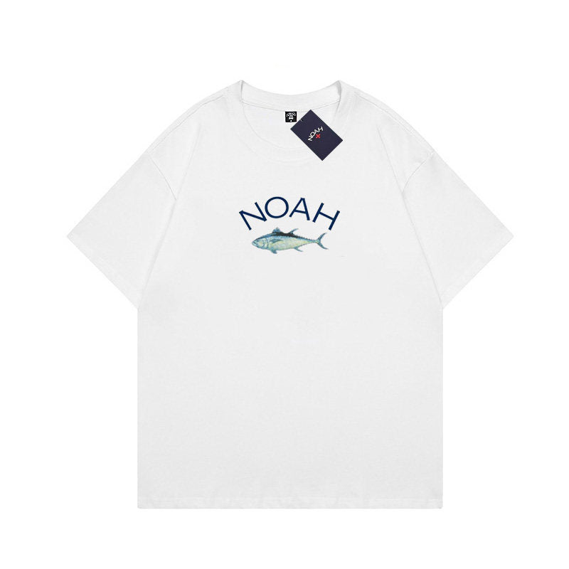 NOAH Round-neck Loose Cotton Peach-colored Couple T-shirt