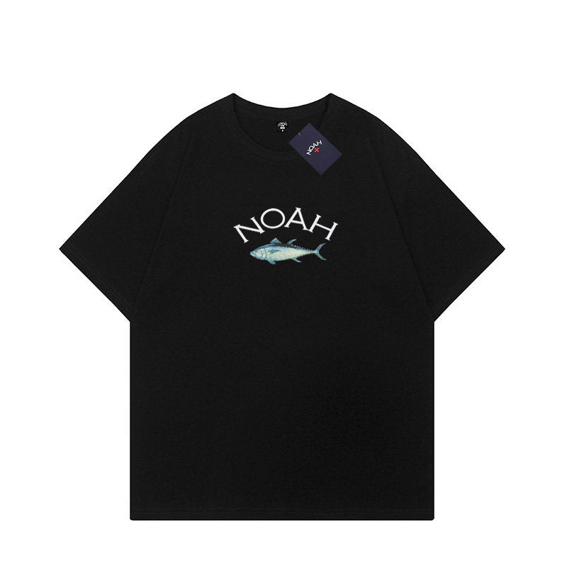 NOAH Round-neck Loose Cotton Peach-colored Couple T-shirt