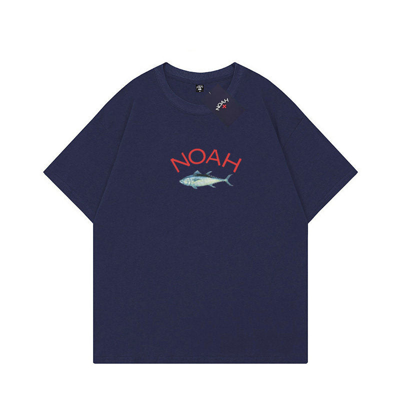 NOAH Round-neck Loose Cotton Peach-colored Couple T-shirt