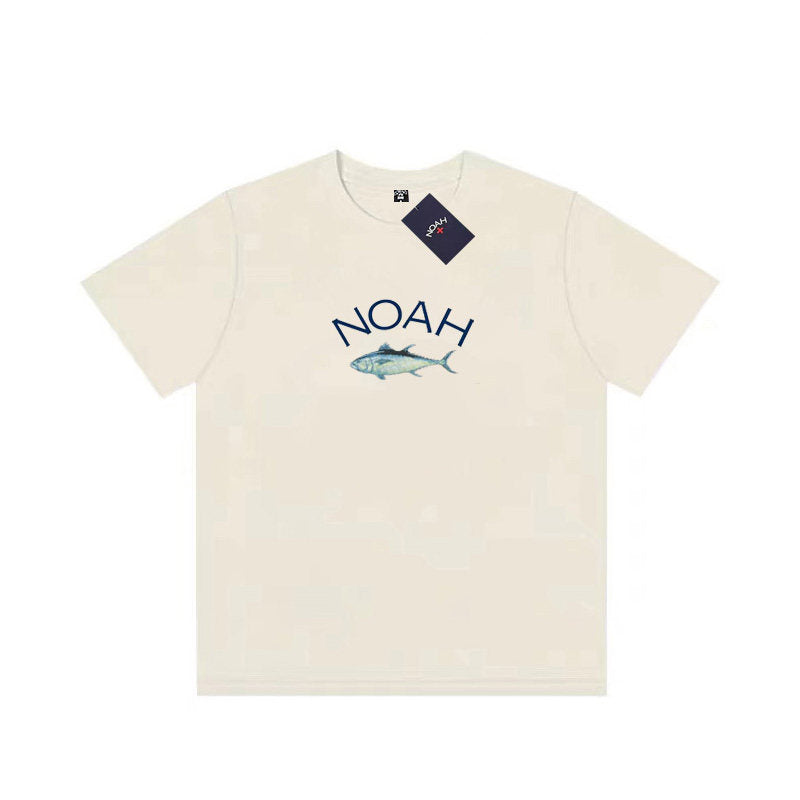 NOAH Round-neck Loose Cotton Peach-colored Couple T-shirt